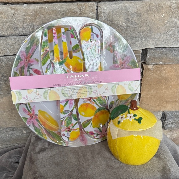 Tahari Other - 🍋 LEMON BUNDLE! 🍋 Tahiti Home 3 Piece Set and Lemon Ceramic Sugar Jar